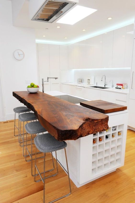 dark stained wood countertop with raw edge makes a classy statement