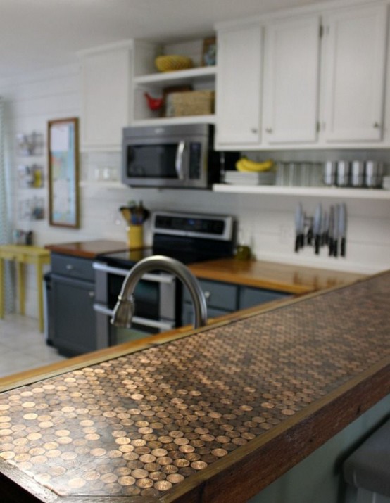 a penny countertop looks bold_ cool and can