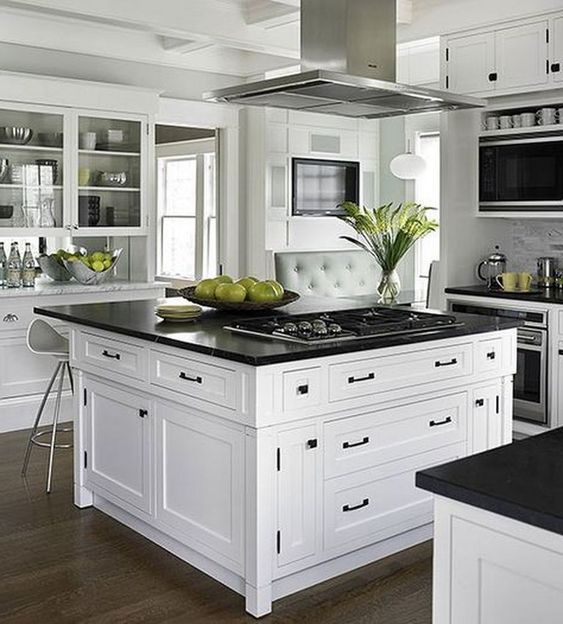 vintage-inspired white cabinets and a large kitchen_yythkg